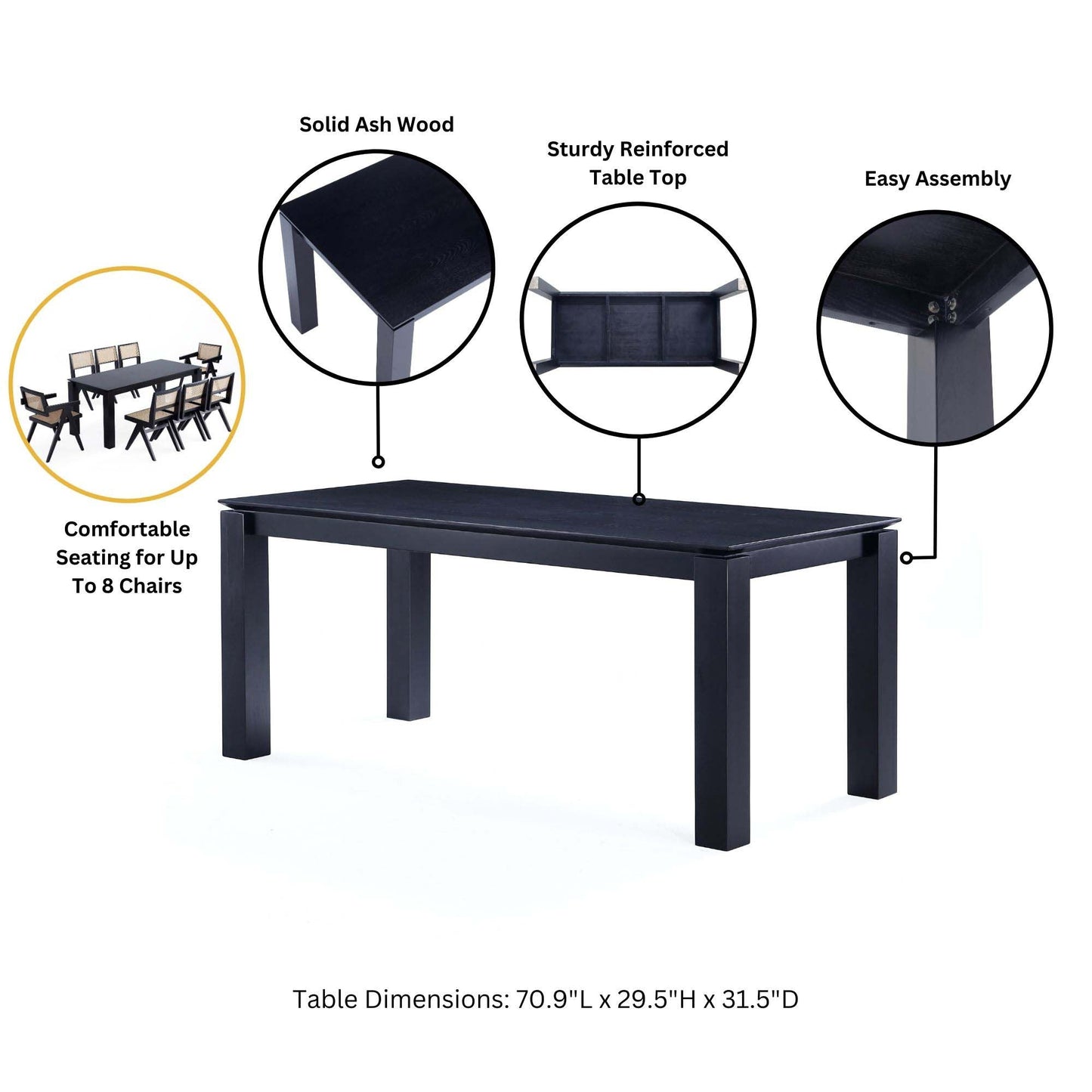 Manhattan Comfort 7-Piece Hamlet and Rockaway Dining