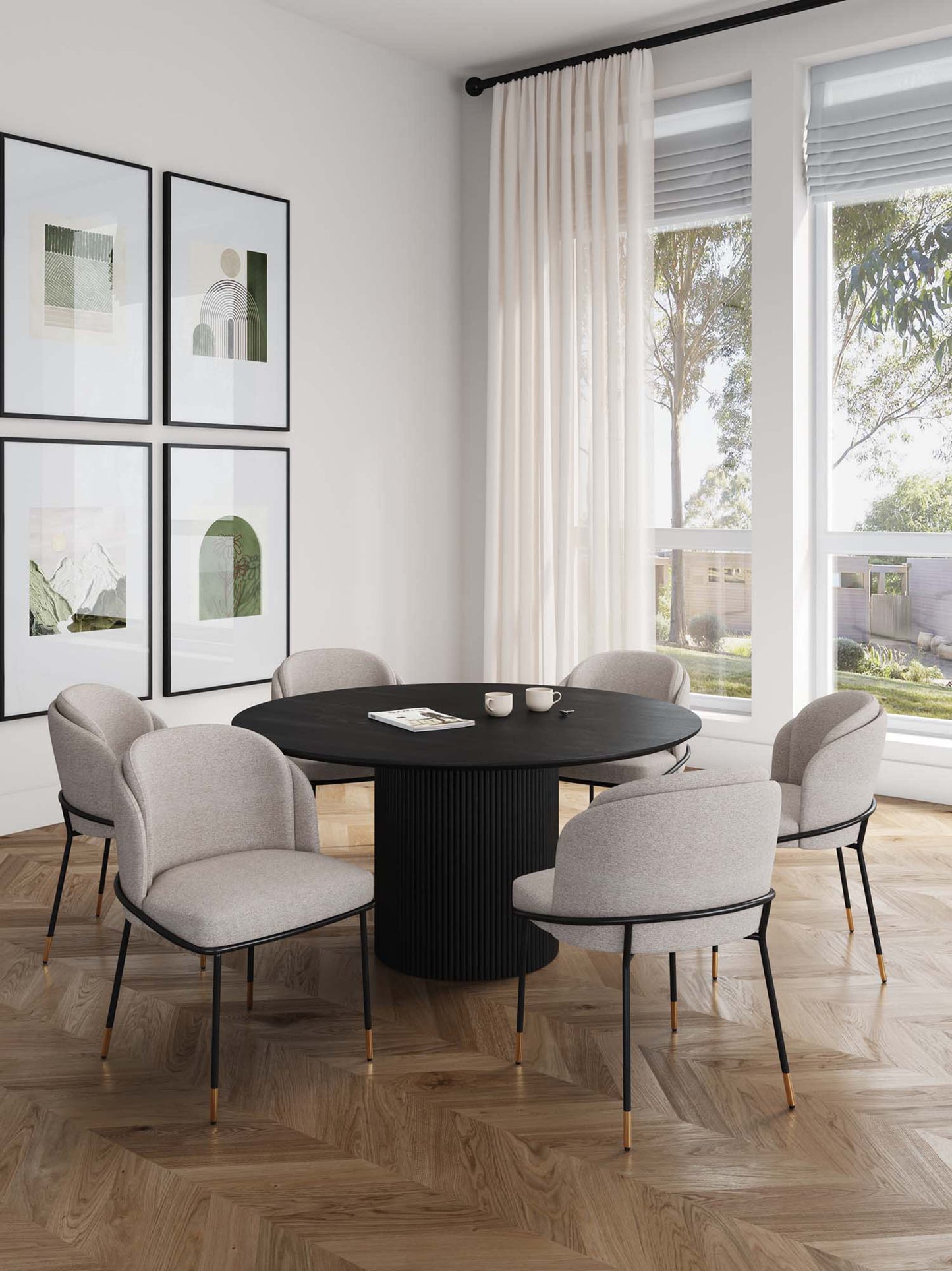 Manhattan Comfort 7-Piece Flor and Hathaway Dining