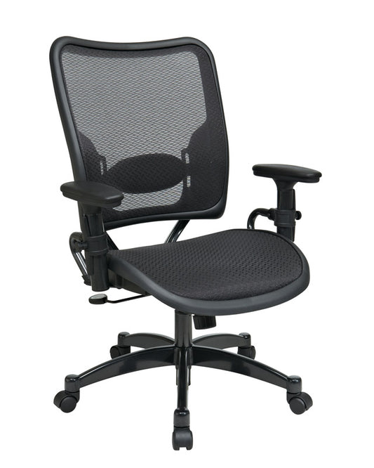 Deluxe Air Grid® Back and Seat Manager’s Chair with Adjustable Arms, Adjustable
Lumbar and Industrial Steel Finish Base