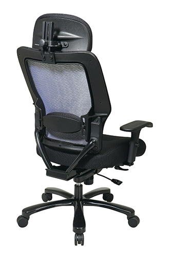 Dual Layer Air Grid® Back and Black Mesh Seat, Adjustable Headrest,
2-Way Adjustable Arms, Adjustable Lumbar and Industrial Steel Finish Base