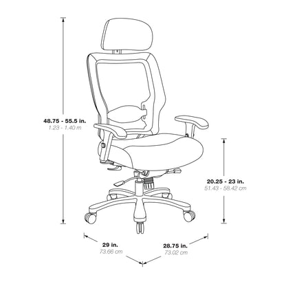 Dual Layer Air Grid® Back and Black Mesh Seat, Adjustable Headrest,
2-Way Adjustable Arms, Adjustable Lumbar and Industrial Steel Finish Base