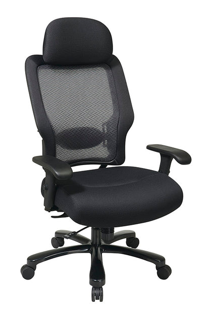 Dual Layer Air Grid® Back and Black Mesh Seat, Adjustable Headrest,
2-Way Adjustable Arms, Adjustable Lumbar and Industrial Steel Finish Base