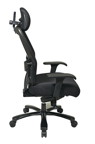 Dual Layer Air Grid® Back and Black Mesh Seat, Adjustable Headrest,
2-Way Adjustable Arms, Adjustable Lumbar and Industrial Steel Finish Base