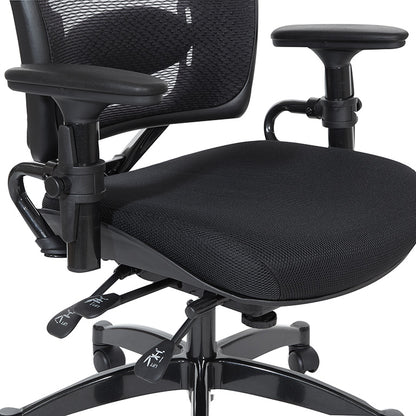 Professional Dual Function Air Grid® Back and Black Mesh Seat Manager’s Chair with
Adjustable Arms, Adjustable Lumbar and Industrial Steel Finish Base