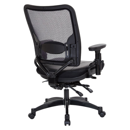 Professional Dual Function Air Grid® Back and Leather Seat Manager’s Chair with
Adjustable Arms, Adjustable Lumbar and Industrial Steel Finish Base