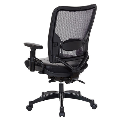 Professional Dual Function Air Grid® Back and Leather Seat Manager’s Chair with
Adjustable Arms, Adjustable Lumbar and Industrial Steel Finish Base