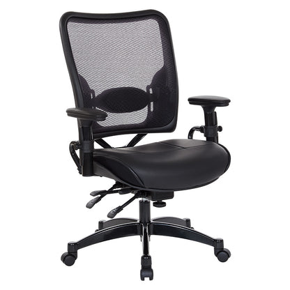 Professional Dual Function Air Grid® Back and Leather Seat Manager’s Chair with
Adjustable Arms, Adjustable Lumbar and Industrial Steel Finish Base