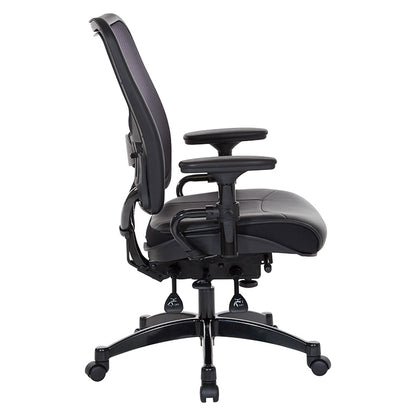 Professional Dual Function Air Grid® Back and Leather Seat Manager’s Chair with
Adjustable Arms, Adjustable Lumbar and Industrial Steel Finish Base