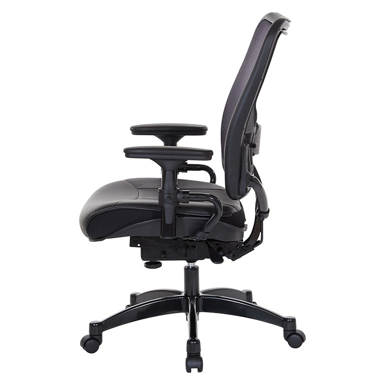 Professional Dual Function Air Grid® Back and Leather Seat Manager’s Chair with
Adjustable Arms, Adjustable Lumbar and Industrial Steel Finish Base