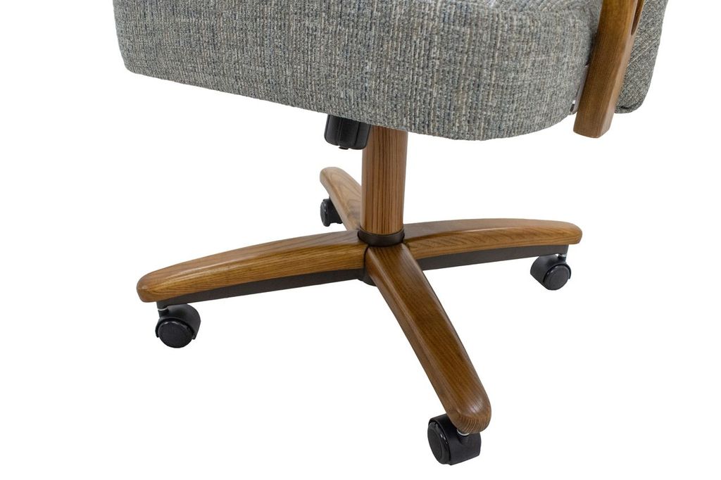 Chromcraft ZIP Ship CM127 Casual Dining Chair Caster Swivel Tilt Fabric Dinning Chair in Chestnut Finish
