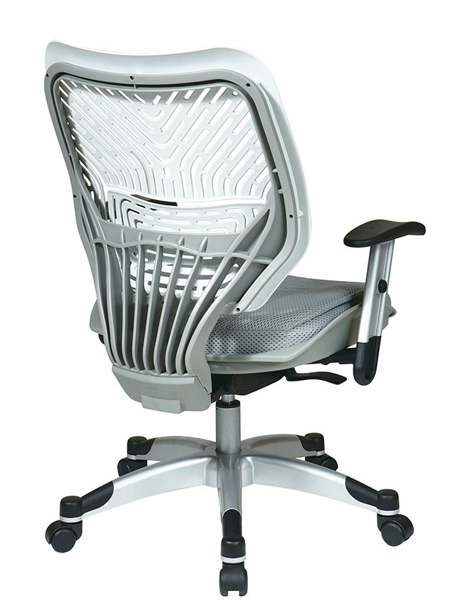 Self Adjusting Ice SpaceFlex® Back and Raven/Shadow Mesh Seat Manager’sChair with Adjustable Arms and Platinum Finish Base