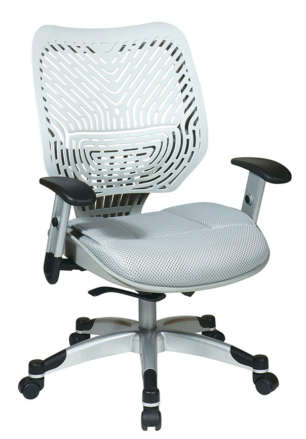 Self Adjusting Ice SpaceFlex® Back and Raven/Shadow Mesh Seat Manager’sChair with Adjustable Arms and Platinum Finish Base