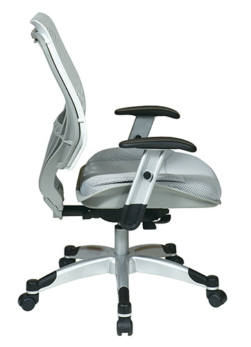 Self Adjusting Ice SpaceFlex® Back and Raven/Shadow Mesh Seat Manager’sChair with Adjustable Arms and Platinum Finish Base