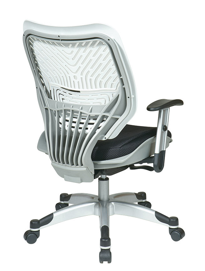 Self Adjusting Ice SpaceFlex® Back and Raven/Shadow Mesh Seat Manager’sChair with Adjustable Arms and Platinum Finish Base