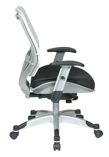 Self Adjusting Ice SpaceFlex® Back and Raven/Shadow Mesh Seat Manager’sChair with Adjustable Arms and Platinum Finish Base