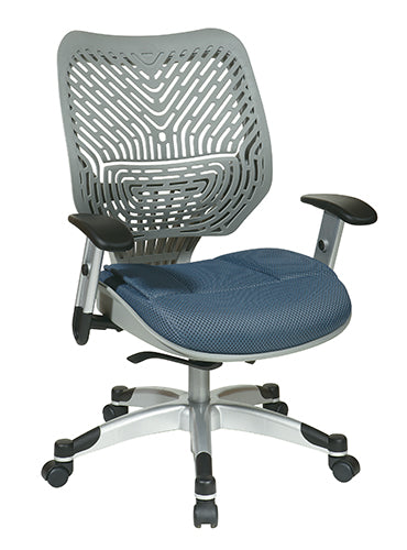 Self Adjusting Fog SpaceFlex® Back and Blue Mist Mesh Seat
Manager’s Chair with Adjustable Arms and Platinum Finish Base