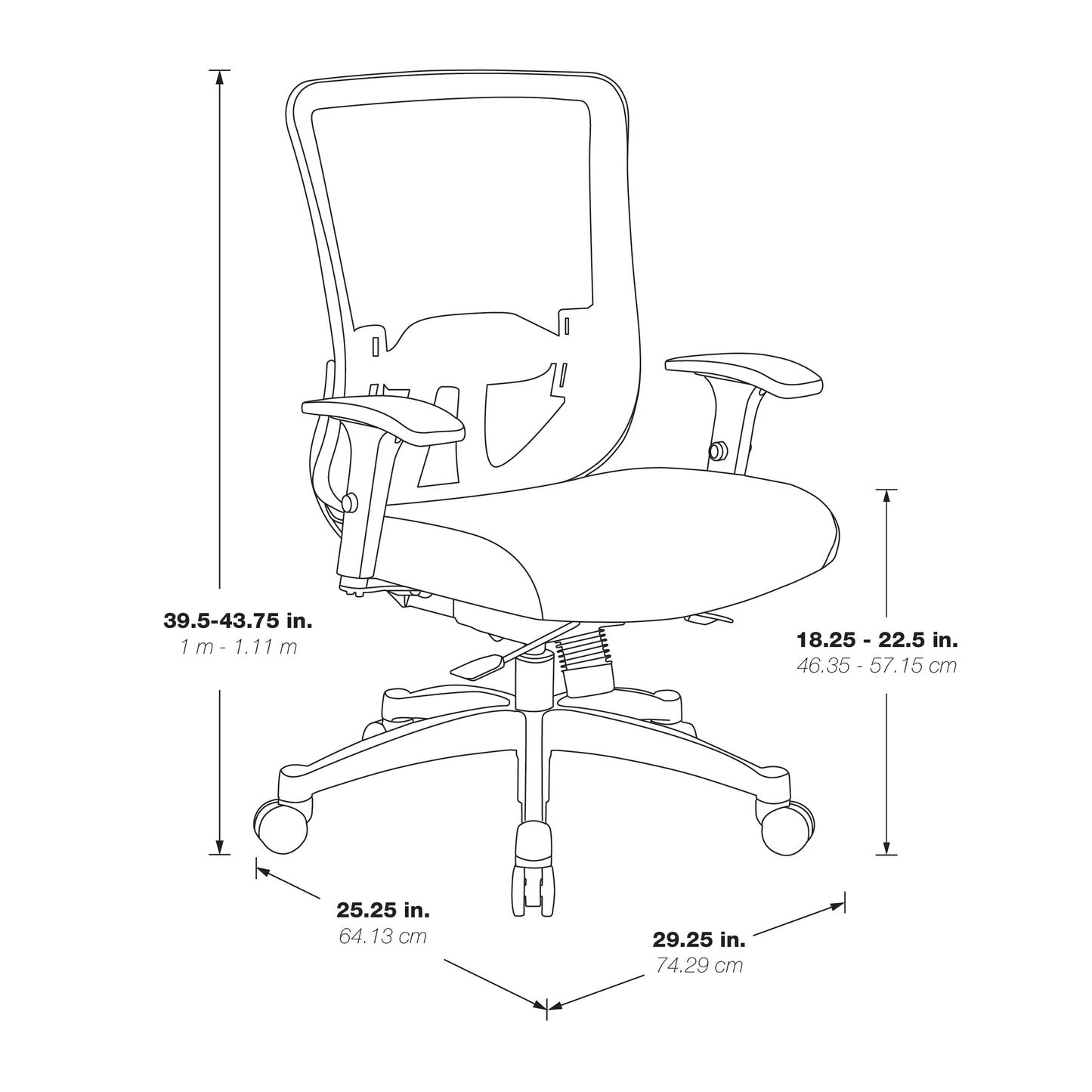 Grey Vertical Mesh Back Chair with Height Adjustable Lumbar Support,
Blue Fabric Seat, Height Adjustable Padded Arms and Graphite Angled Nylon Base