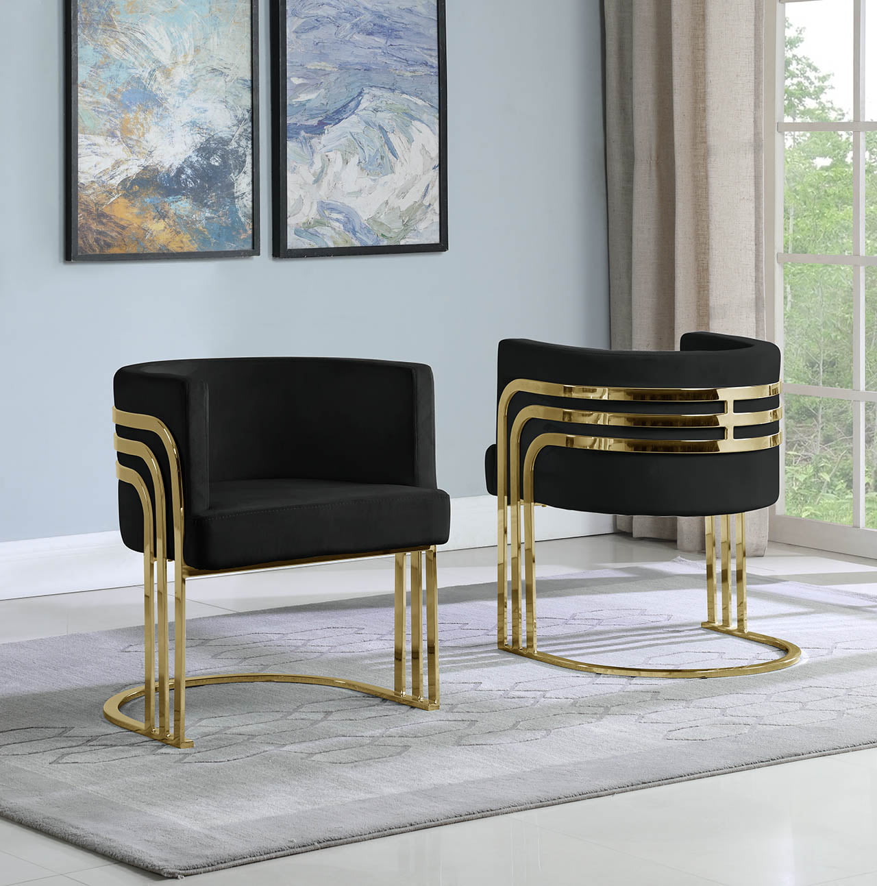 Velvet Barrel Chair, Gold Base