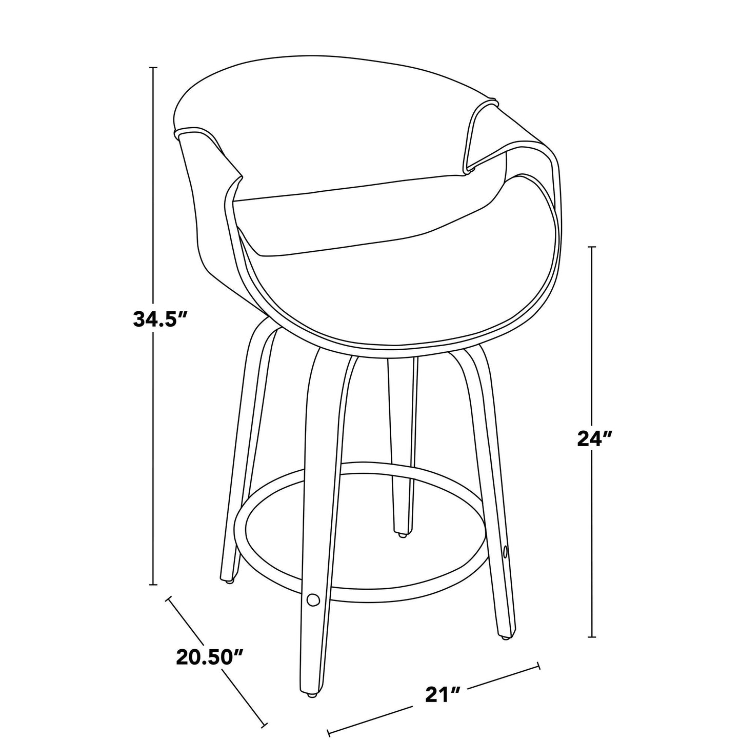Majestic Office Furniture 24" Fixed-Height Counter Stool - Set of 2