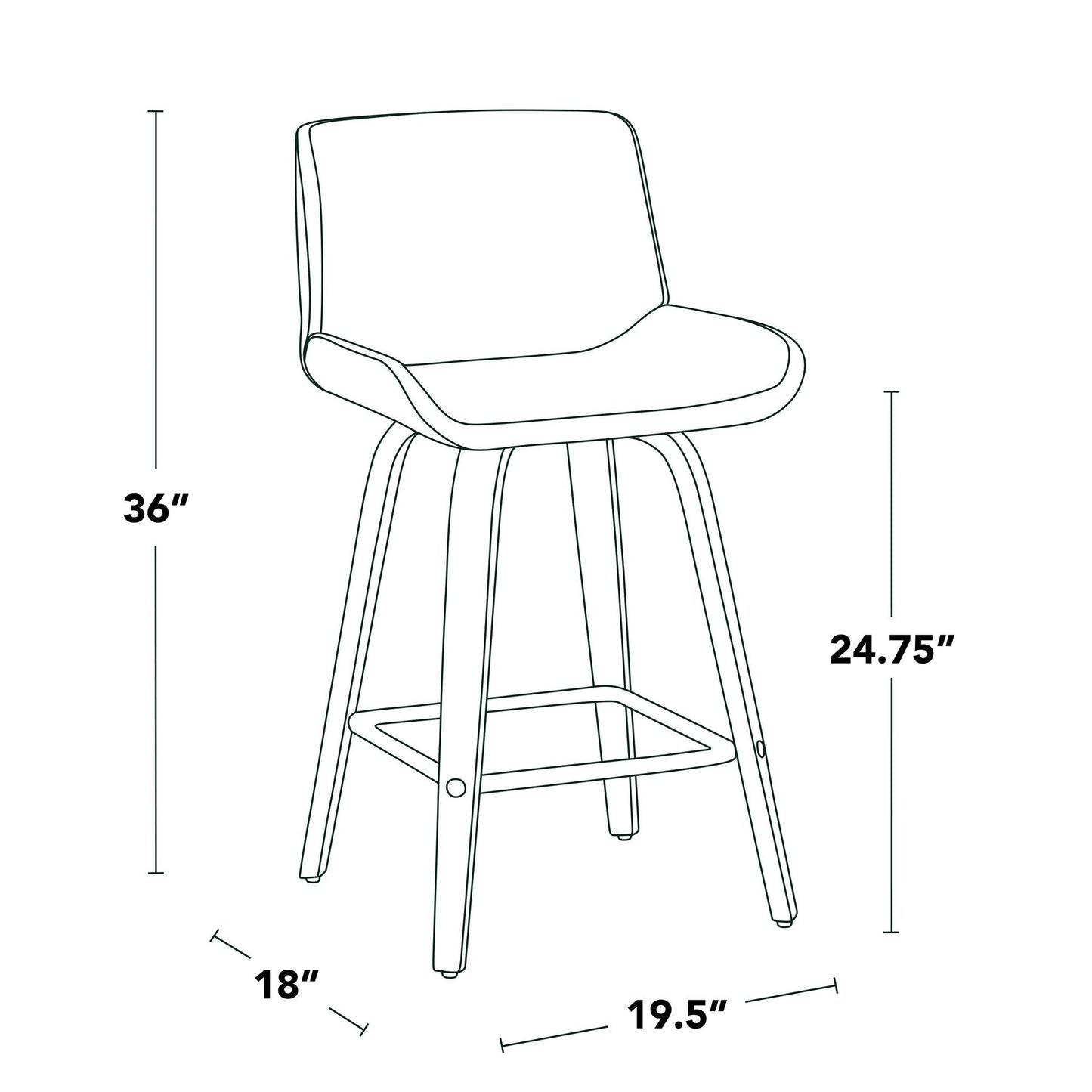 Majestic Office Furniture 25" Fixed-Height Counter Stool - Set of 2