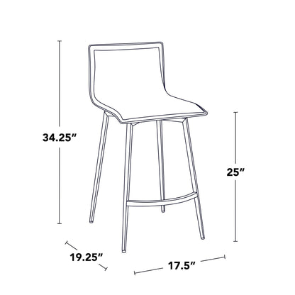 Lumisource Mara Upholstered 26" Fixed-Height Counter Stool - Set of 2