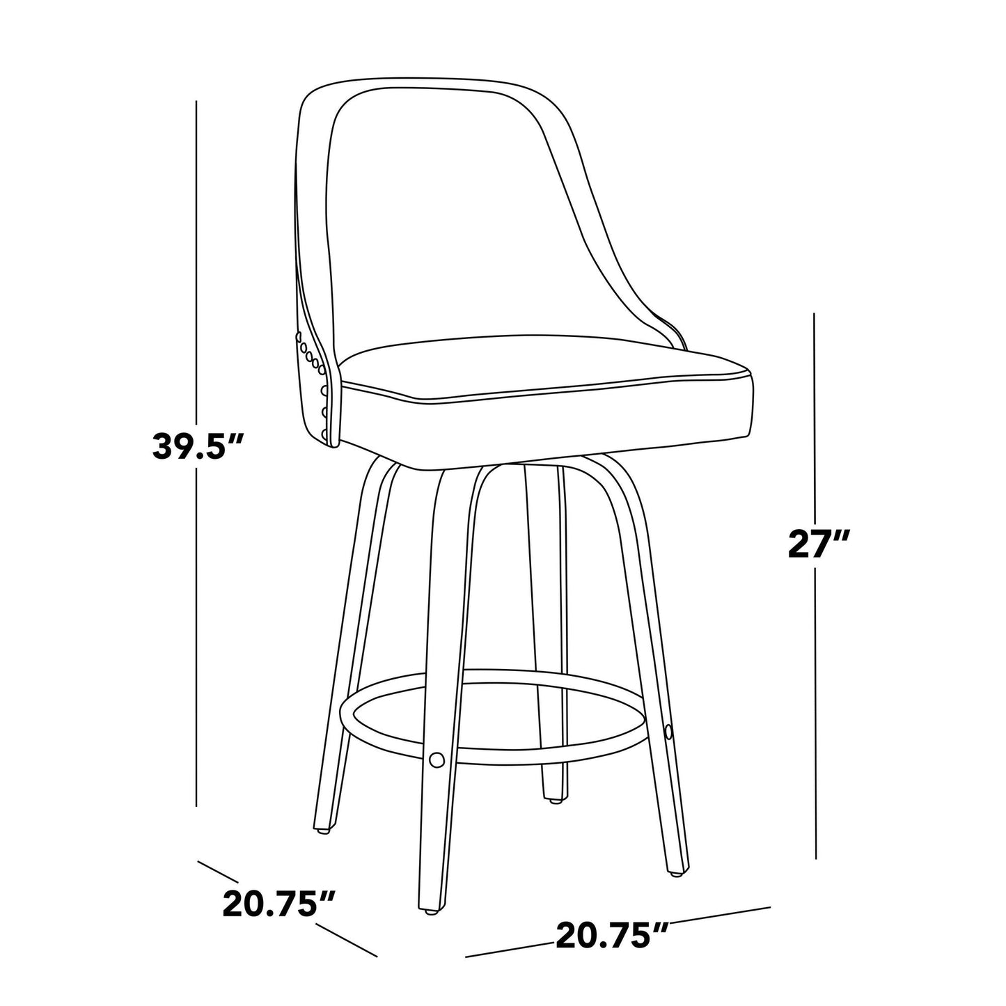 Majestic Office Furniture Marcel 27" Fixed-Height Counter Stool - Set of 2