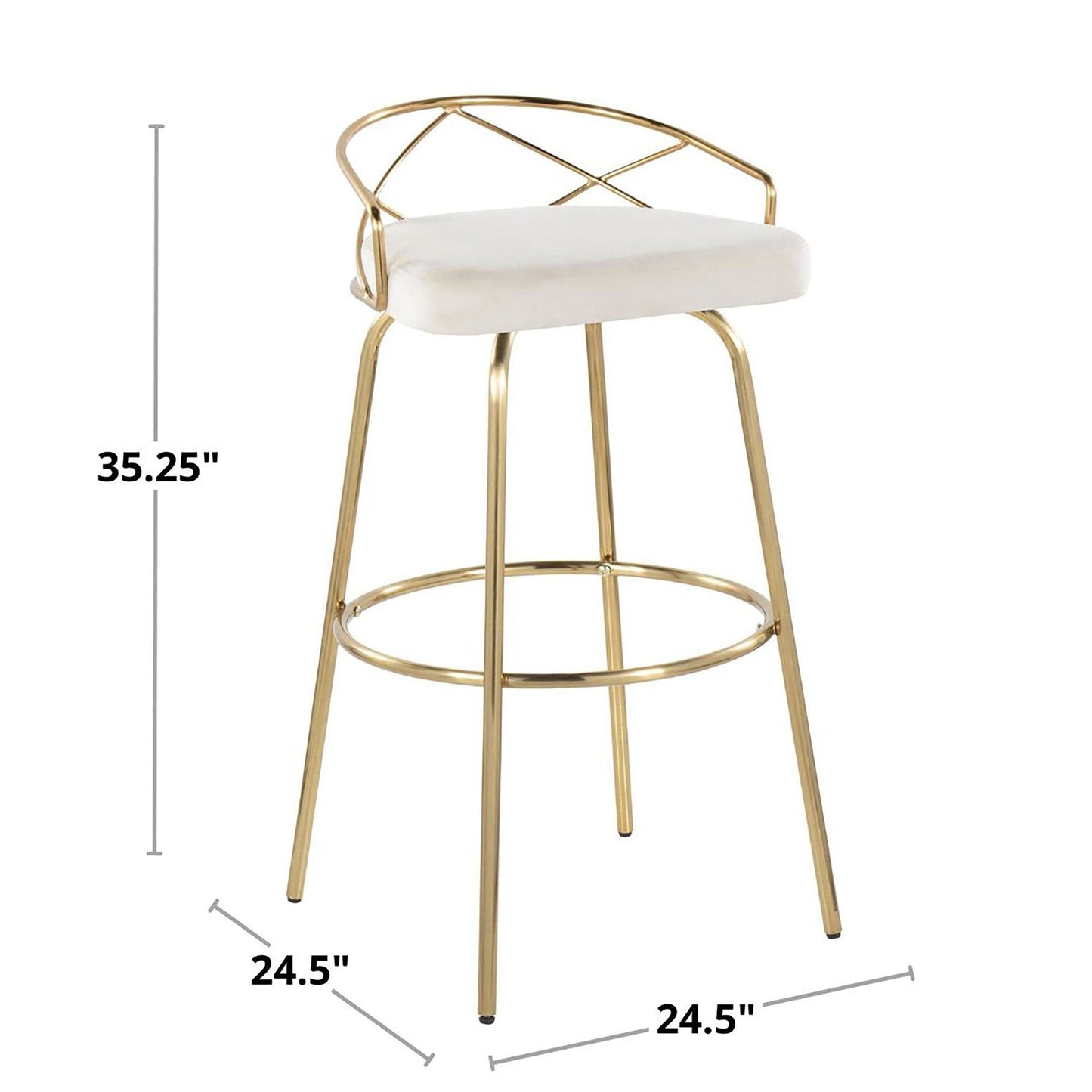 Majestic Office Furniture Glam 30" Fixed-Height Barstool - Set of 2