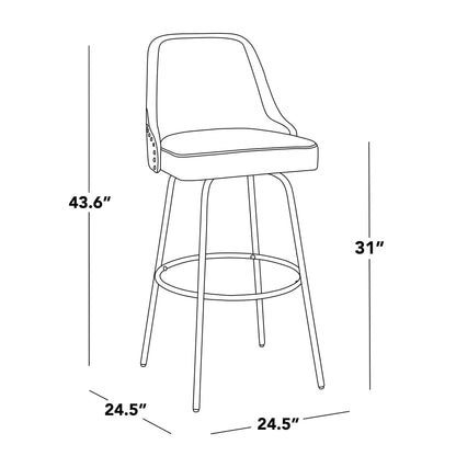 Majestic Office Furniture Marcel 30" Fixed-Height Barstool - Set of 2