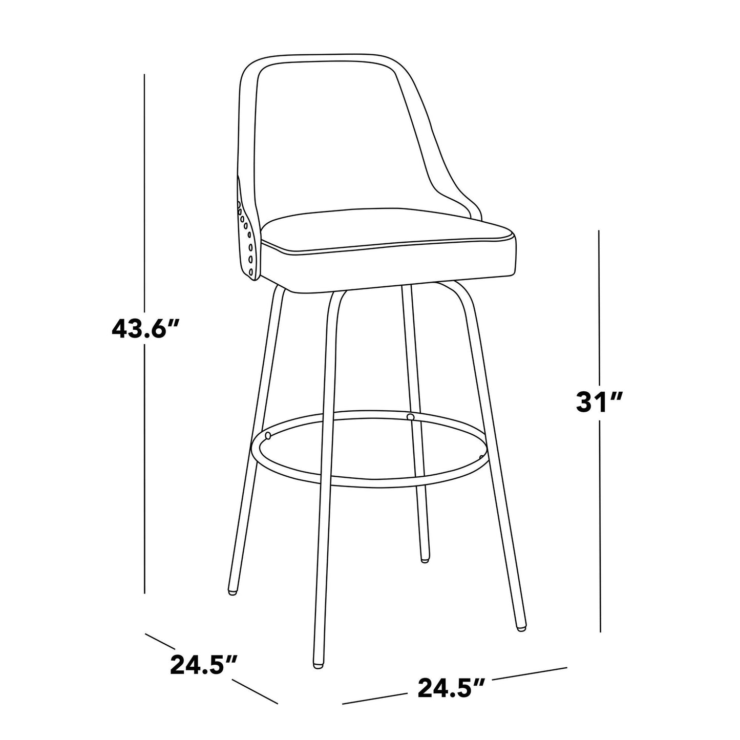 Majestic Office Furniture Marcel 30" Fixed-Height Barstool - Set of 2