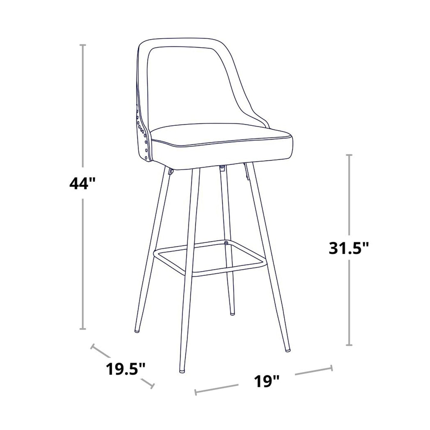 Majestic Office Furniture Marcel 30" Fixed-Height Barstool - Set of 2