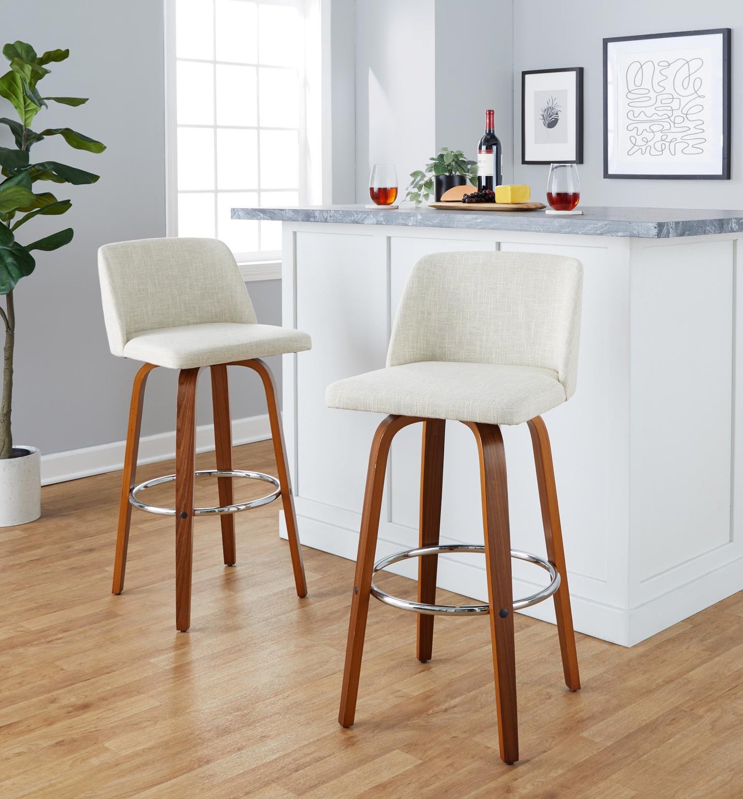 Majestic Office Furniture 30" Fixed-Height Barstool - Set of 2