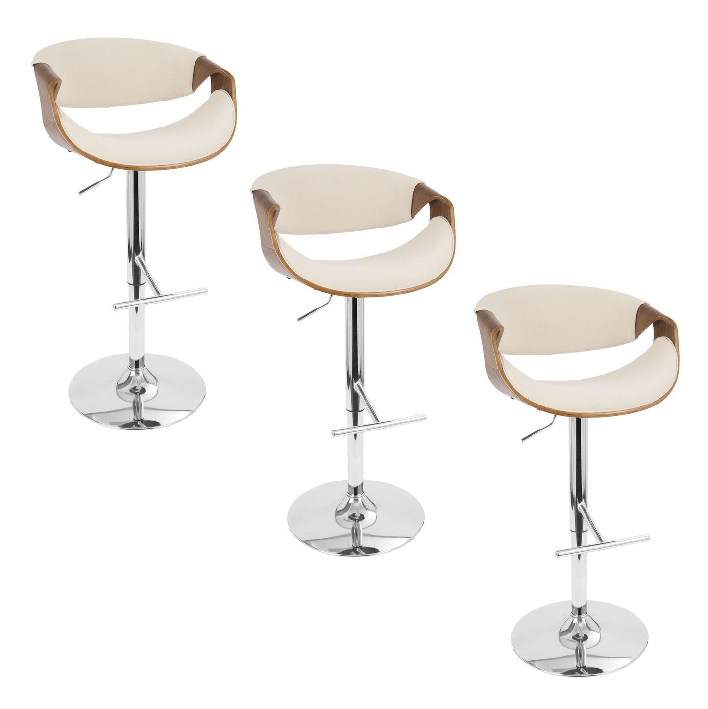 Lumisource Curvo Adjustable Barstool - Set Of 3