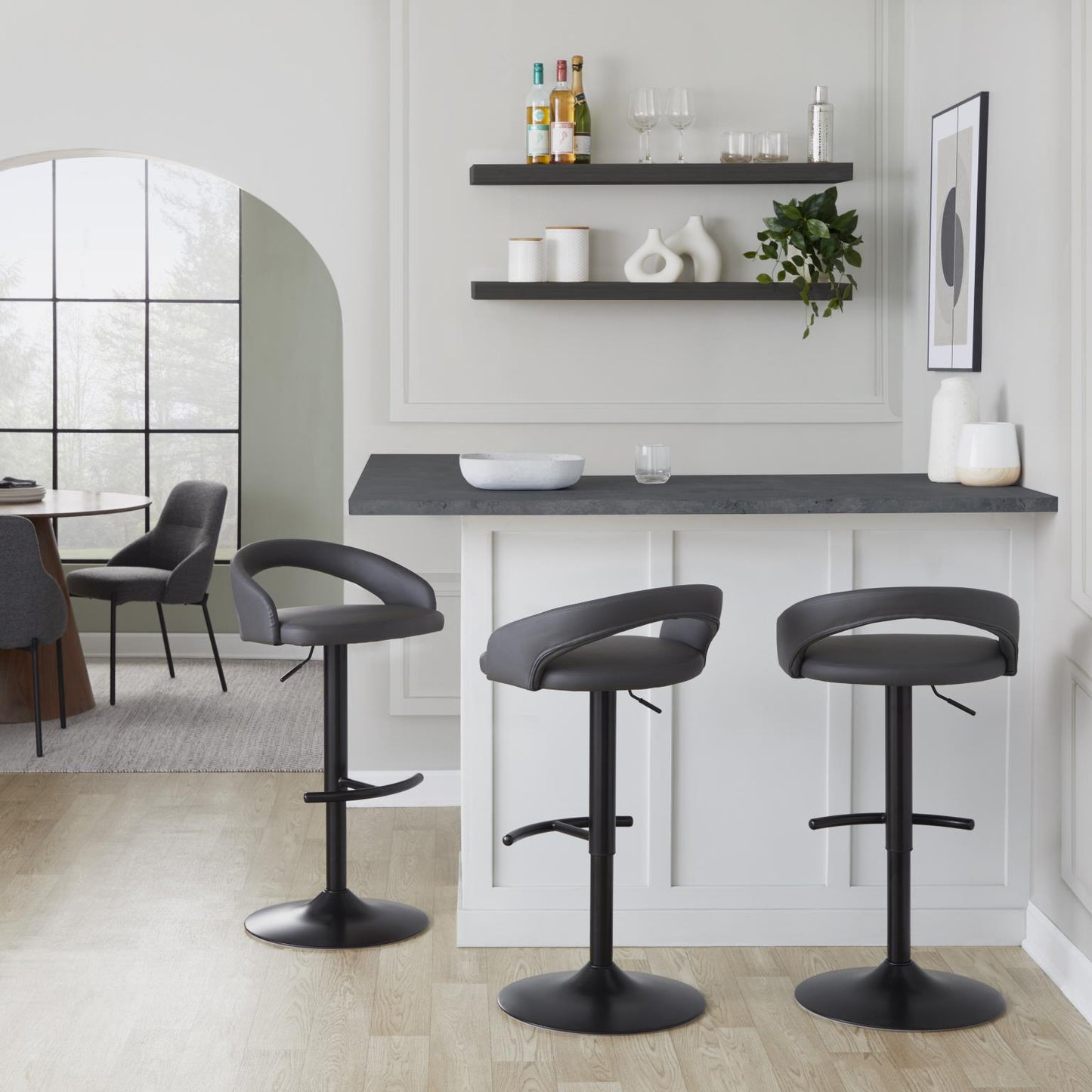 Majestic Office Furniture Upholstered Adjustable Barstool - Set of 2
