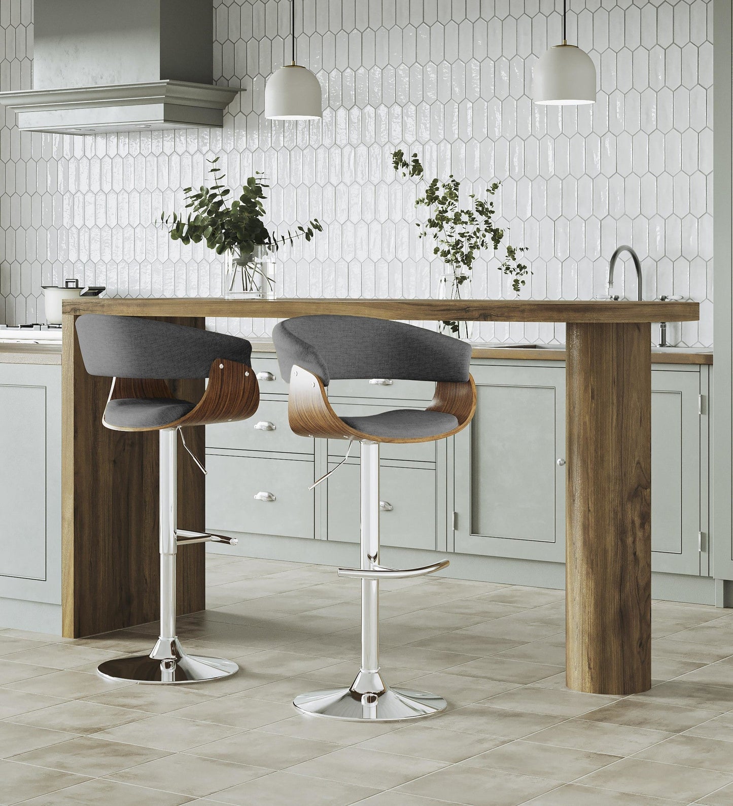 Lumisource Vintage Mod Adjustable Barstool - Set of 2