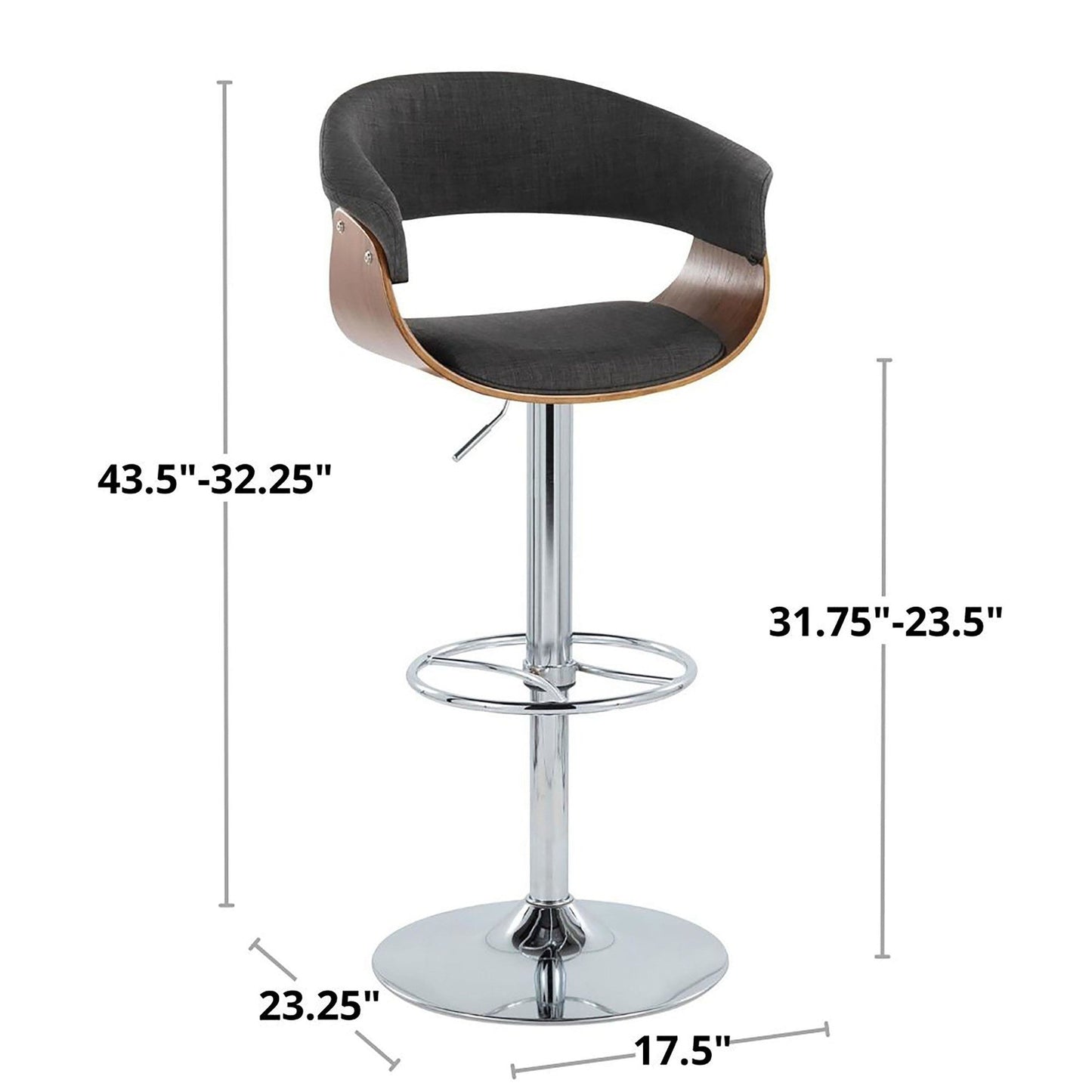Lumisource Vintage Mod Adjustable Barstool - Set of 2