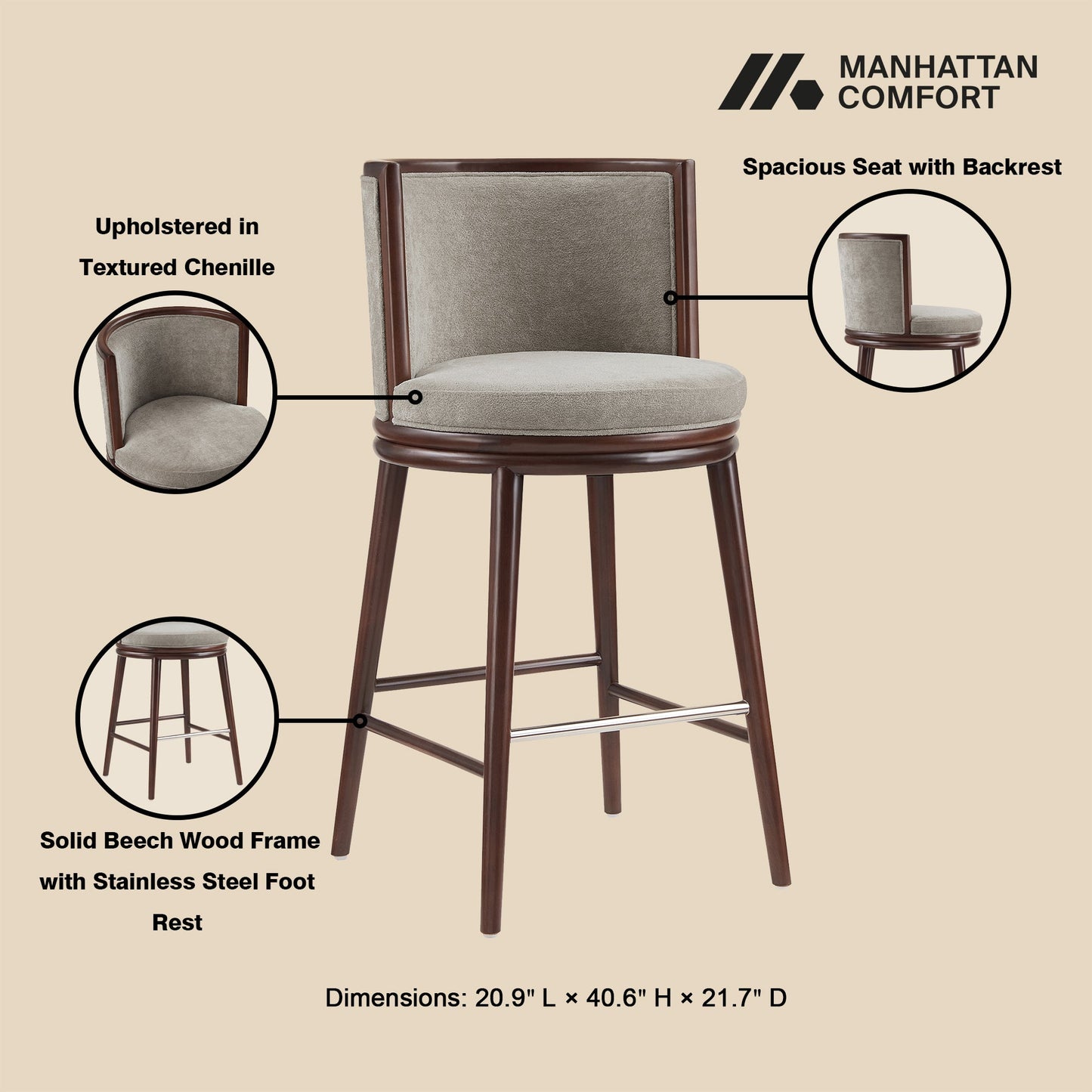 Manhattan Comfort Evalyn Barstool
