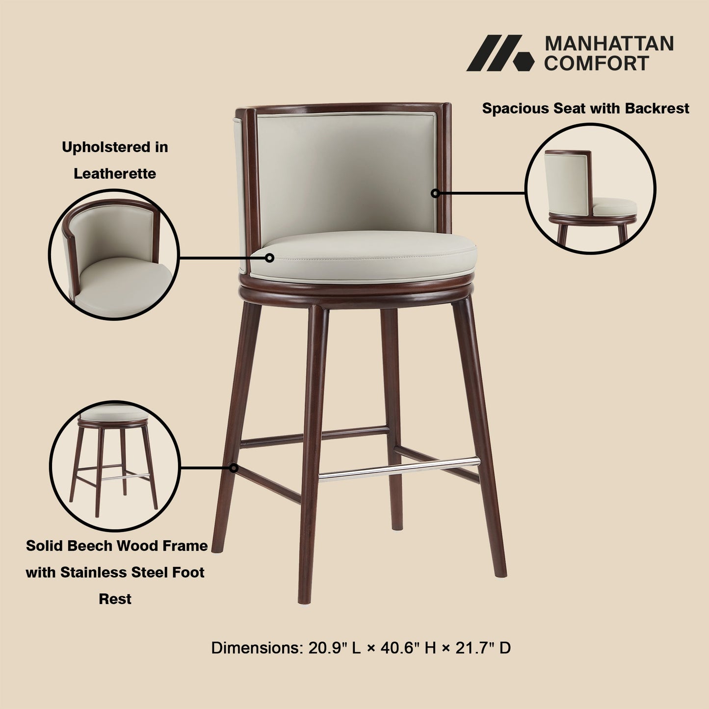 Manhattan Comfort Evalyn Barstool
