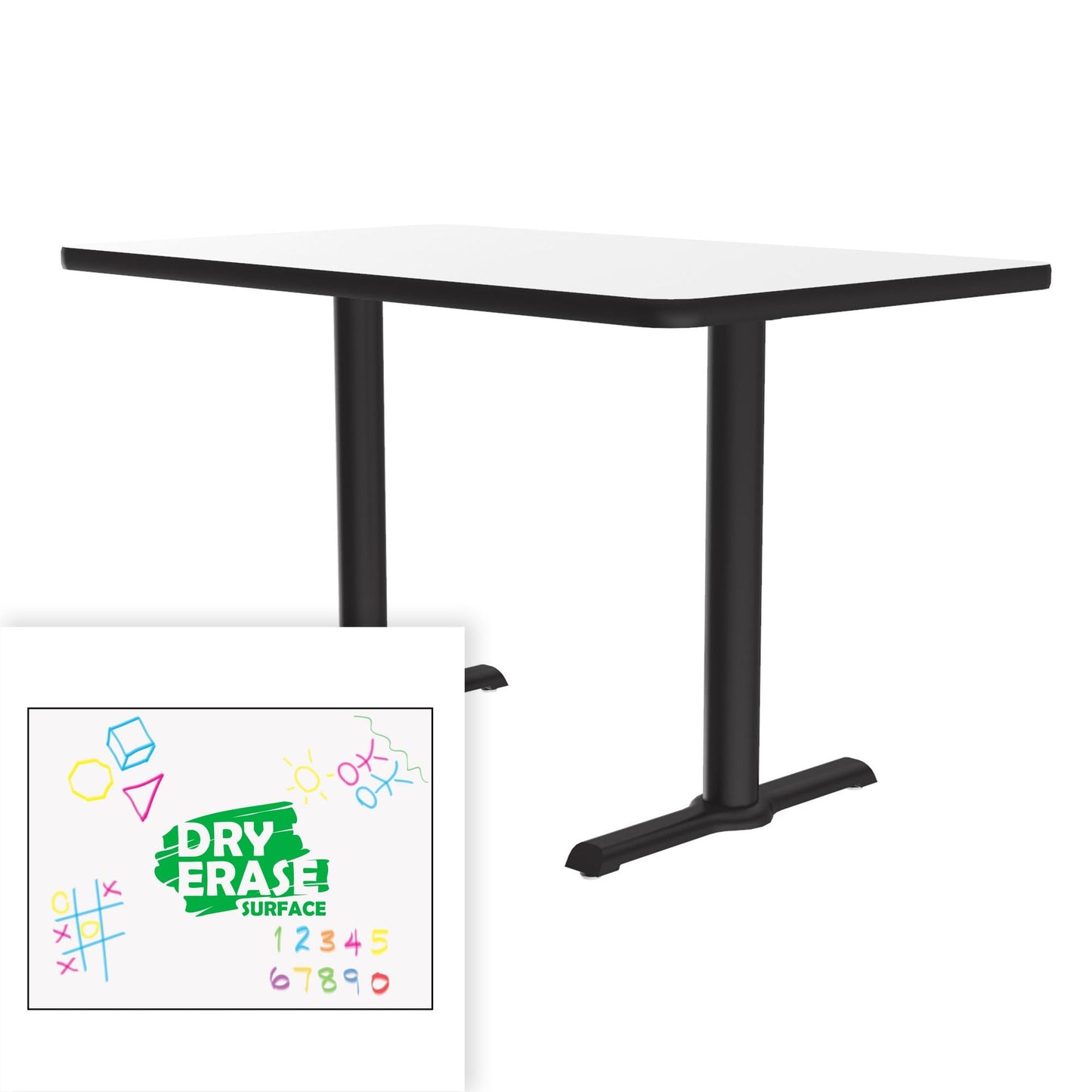 Majestic Office Furniture Markerboard-Dry Erase High Pressure Top Cafe and Breakroom Table with Cast Iron Base
