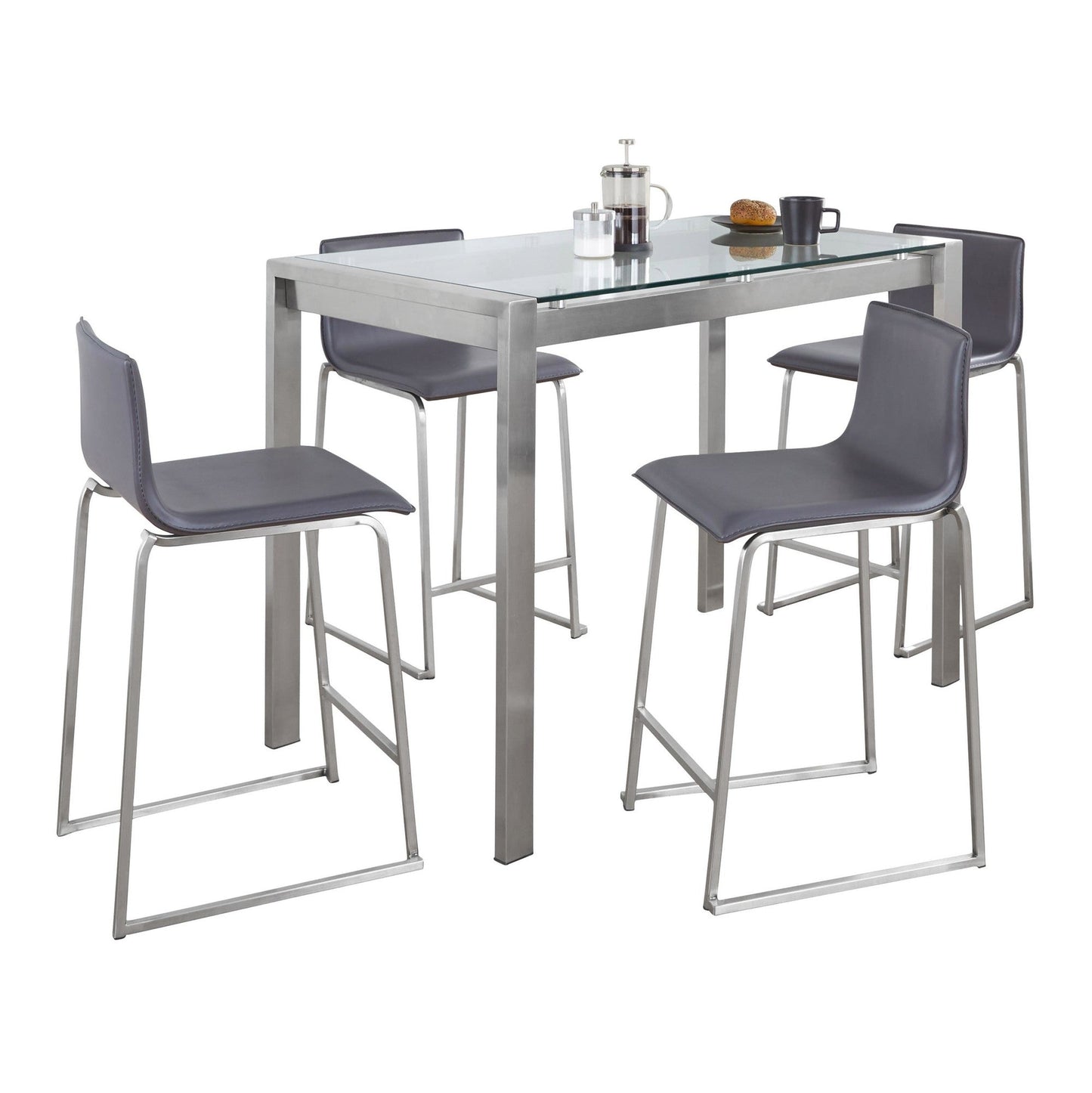 Lumisource Fuji-mara Upholstered Counter Height Dining Set - 5 Piece