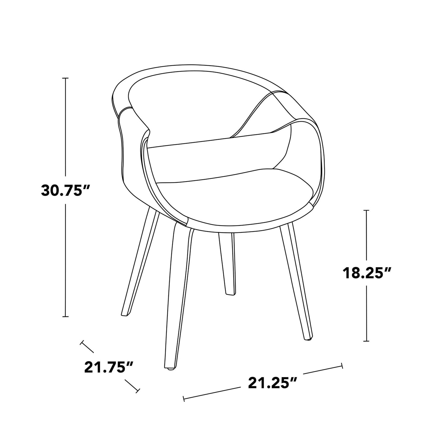 Lumisource Curvo Upholstered Chair - Set of 2