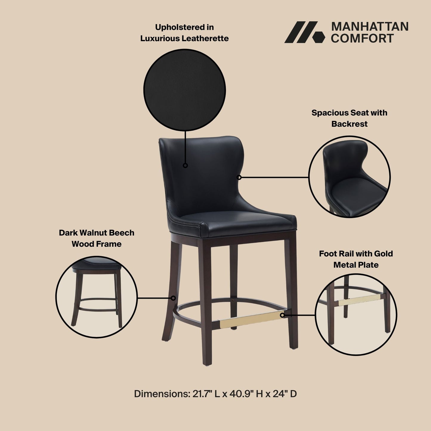 Manhattan Comfort Blair Counter Stool
