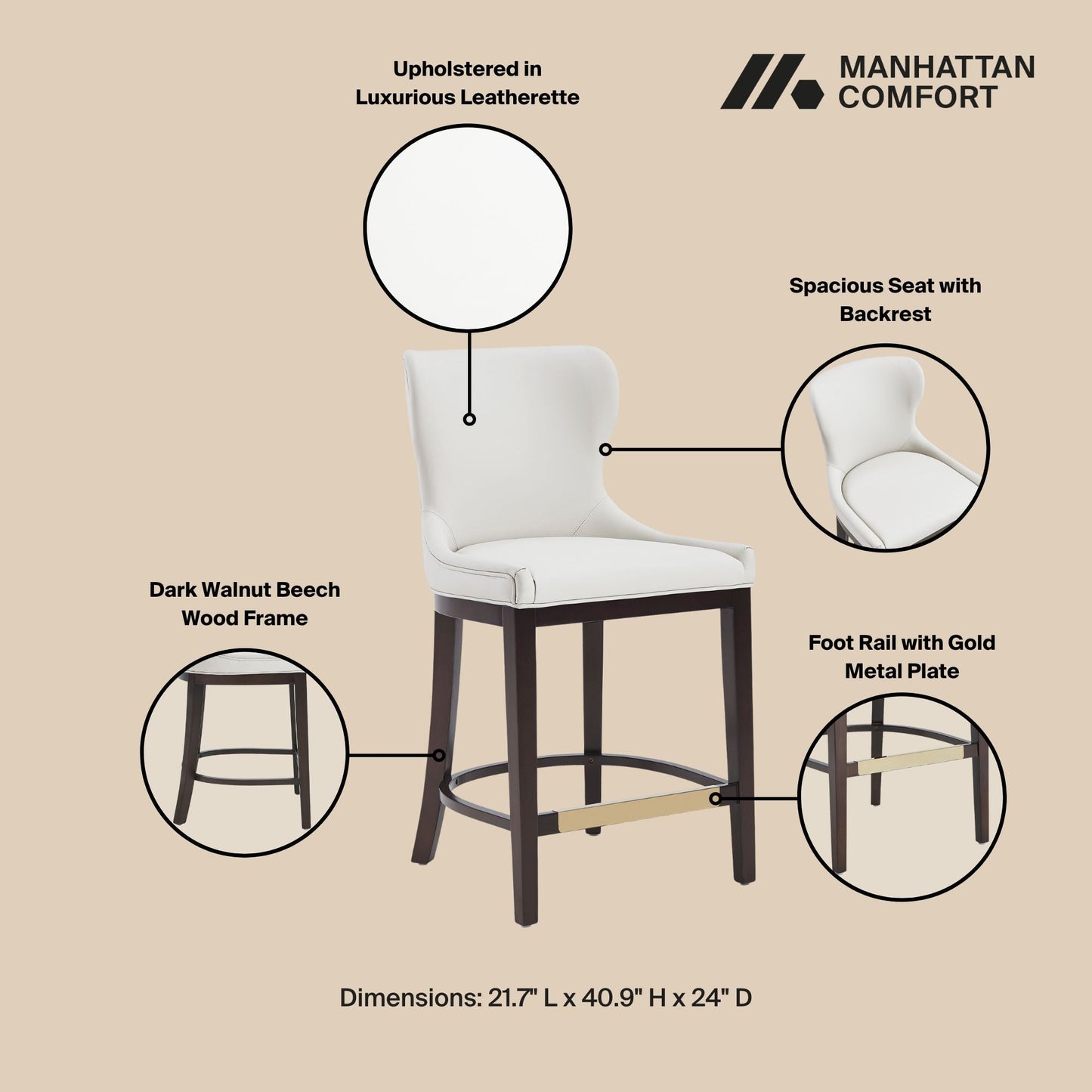 Manhattan Comfort Blair Counter Stool
