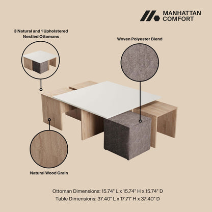 Manhattan Comfort Haley Coffee Table and Ottoman Set