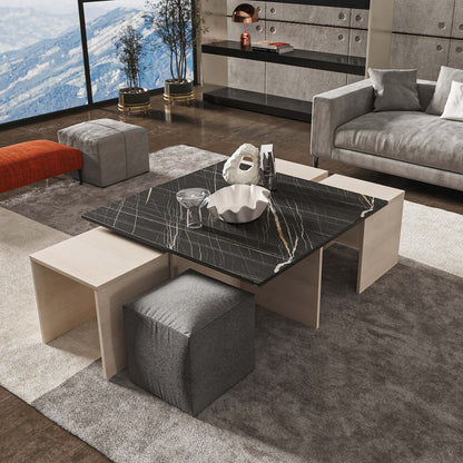 Manhattan Comfort Haley Coffee Table and Ottoman Set
