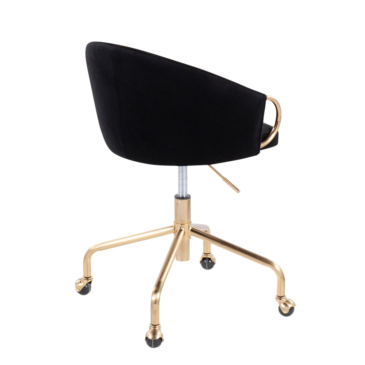 Claire Contemporary/Glam Task Chair in Gold Metal and Black Velvet