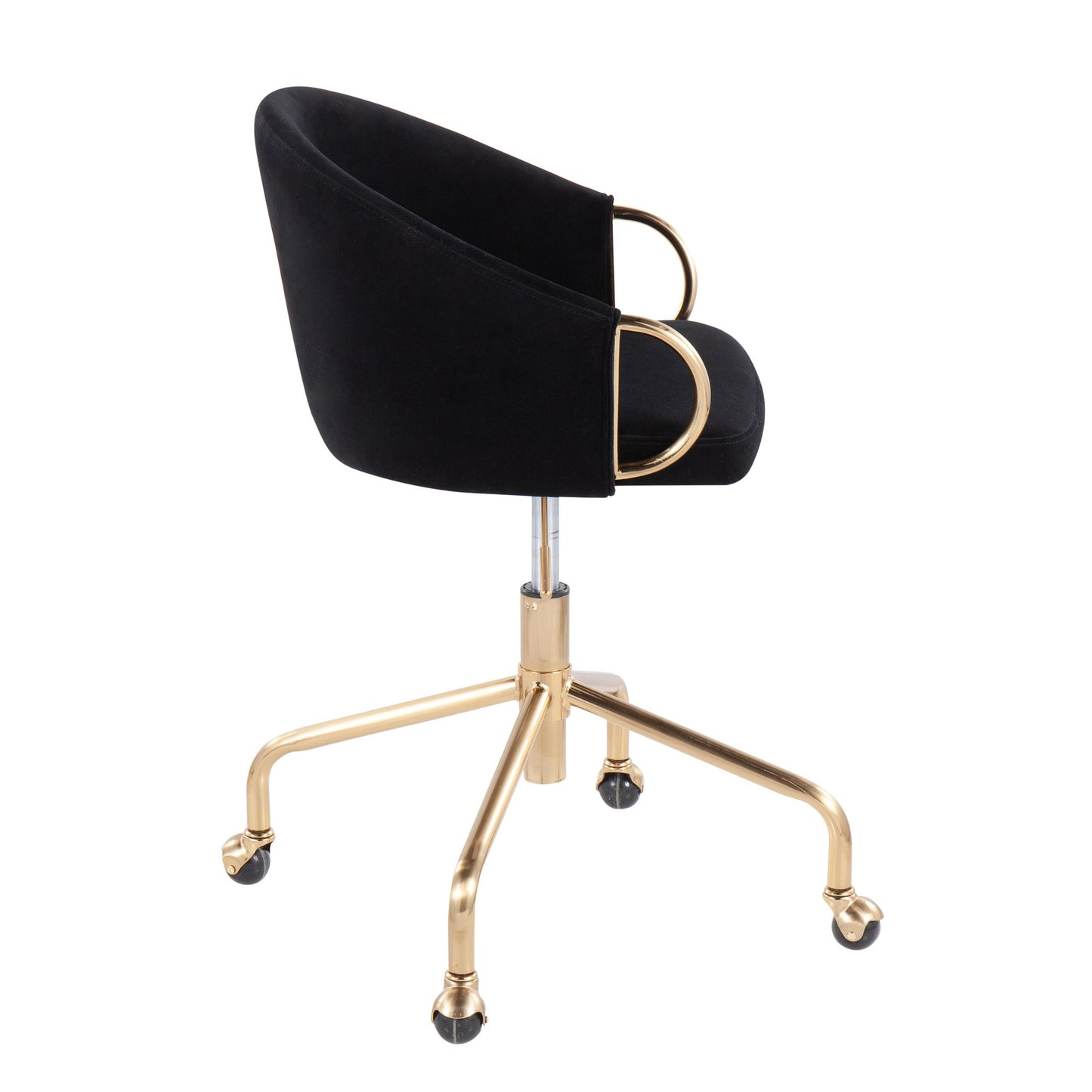 Claire Contemporary/Glam Task Chair in Gold Metal and Black Velvet