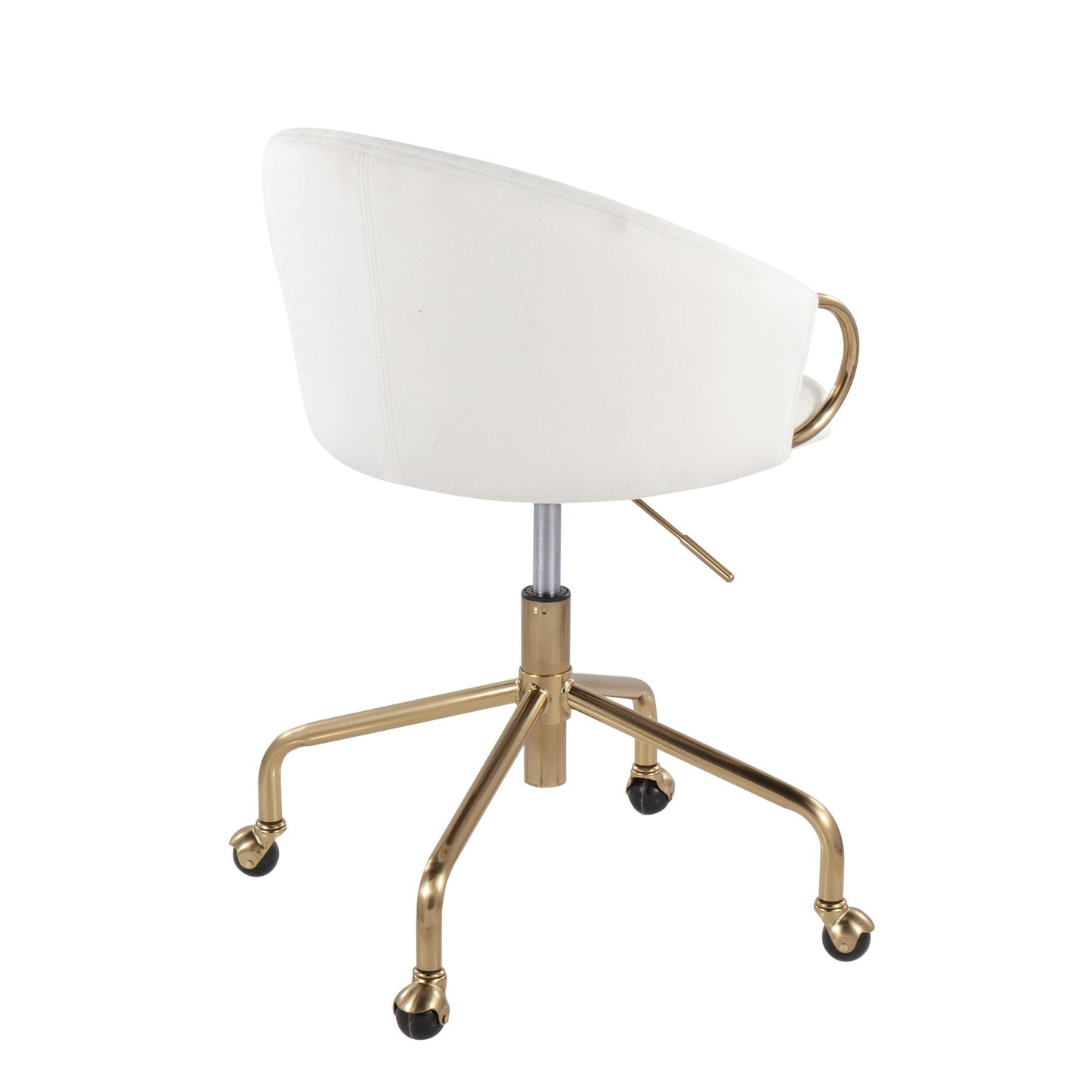 Claire Contemporary/Glam Task Chair in Gold Metal and Black Velvet