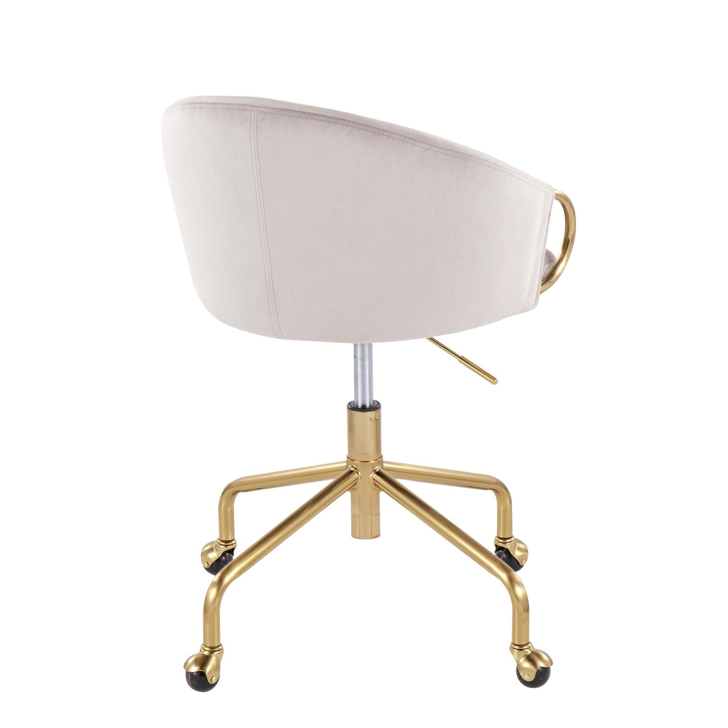 Claire Contemporary/Glam Task Chair in Gold Metal and Black Velvet