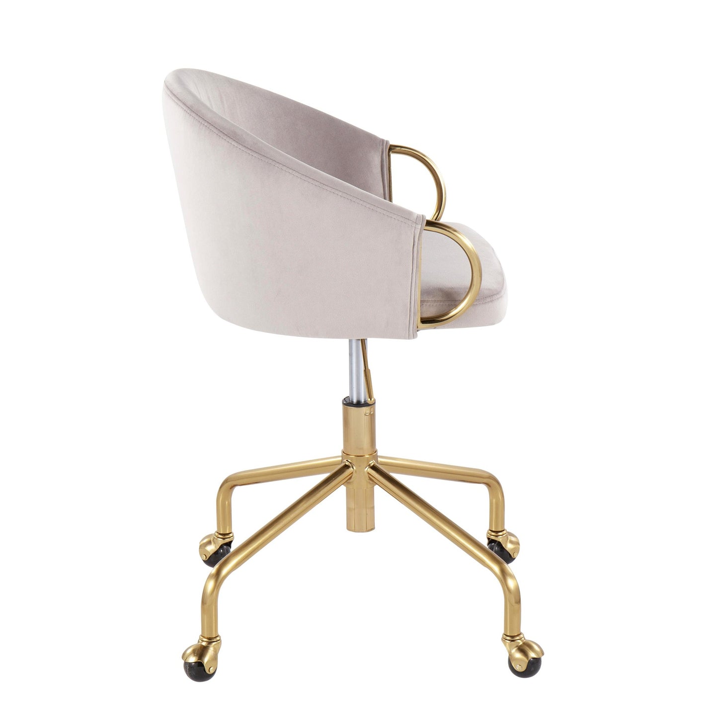 Claire Contemporary/Glam Task Chair in Gold Metal and Black Velvet