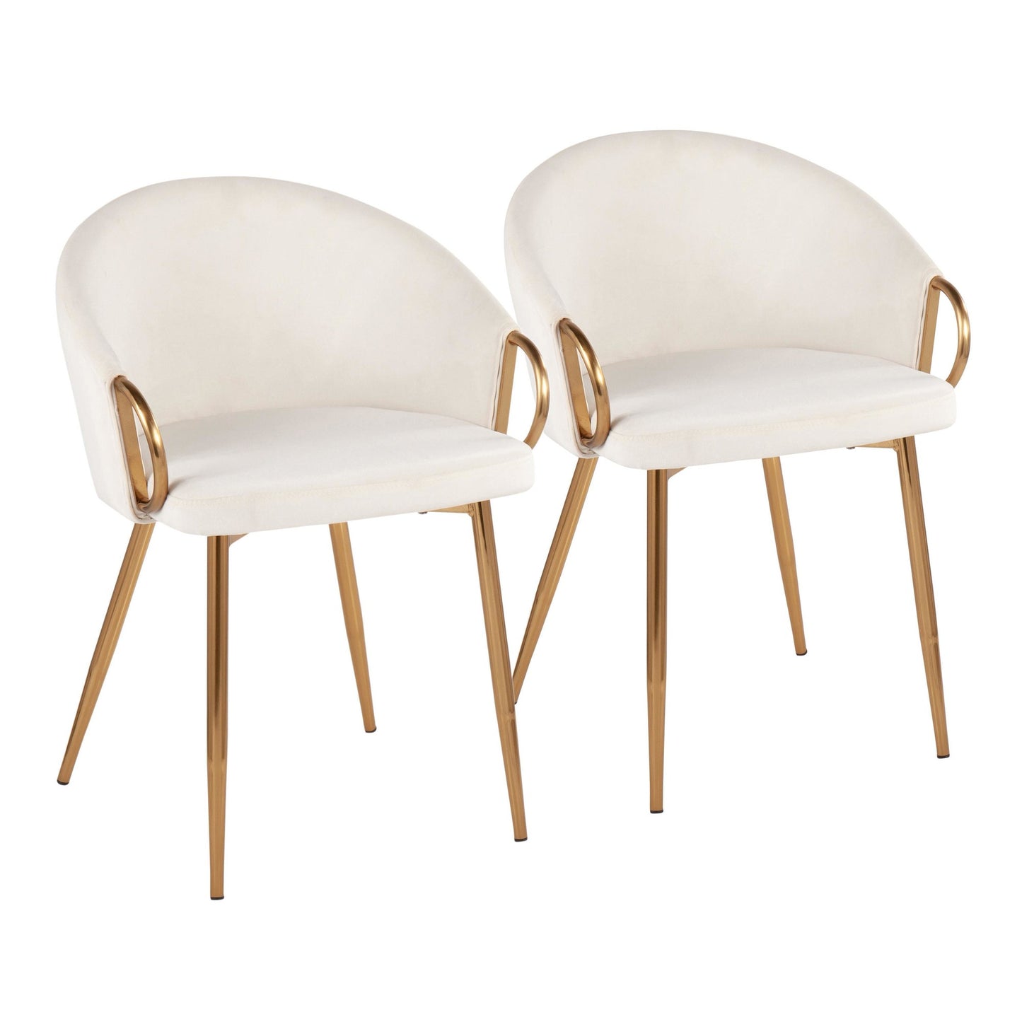 Claire Contemporary/Glam Chair in Gold Metal and Black Faux Leather
